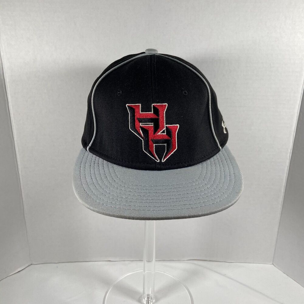 Under Armour Harker Heights Hat Adult Large Fitted Black Gray Flat Bill Cap